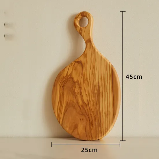 La cocina de encargo diseña la tabla de quesos del plato de servicio de madera de olivo con la manija
