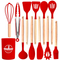 Juego de utensilios de cocina de silicona multiusos, 12 Uds., herramientas de cocina, utensilios de cocina con mango de madera y soporte de almacenamiento