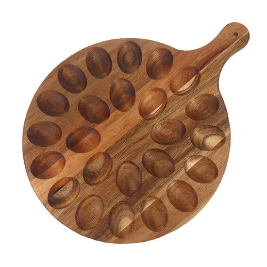 Tenedor de madera grande del huevo del organizador del huevo del tenedor del cajón del huevo de la bandeja del huevo de la forma de la paleta con la manija