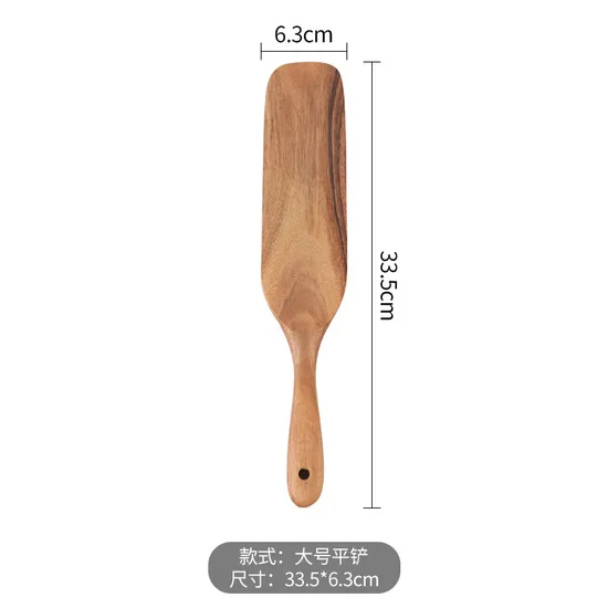 Espátula de madera de Acacia vendedora caliente para mezclar ensalada de pizza con salsa
