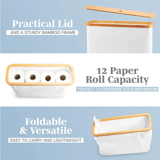 Cesta de almacenamiento de papel higiénico de baño de color blanco