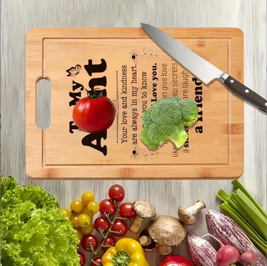 Tabla de cortar de bambú de marca personalizada natural de primera calidad con acabado al aceite