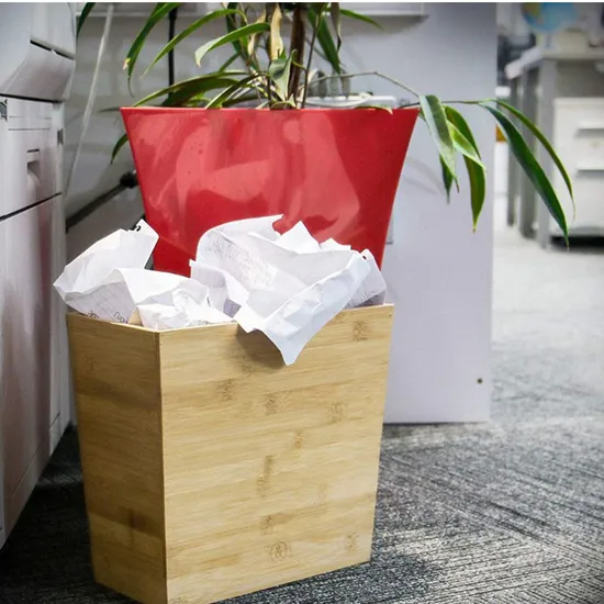 Cesta de basura de bambú abierta rectangular para el hogar