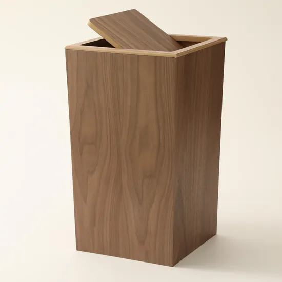 Bote de basura doble de madera de fresno para cocina/oficina/sala de estar