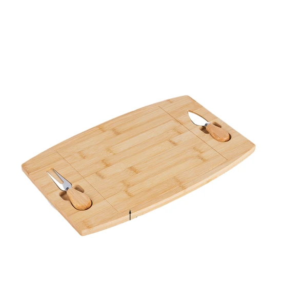 Tabla de cortar de bambú barata del queso de la tabla de cortar de la promoción con 2 cuchillos fijados