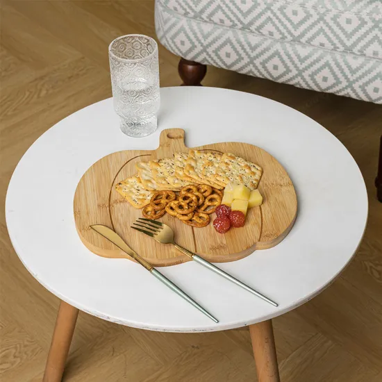 Tabla de cortar de bambú con forma de calabaza para queso/aperitivo