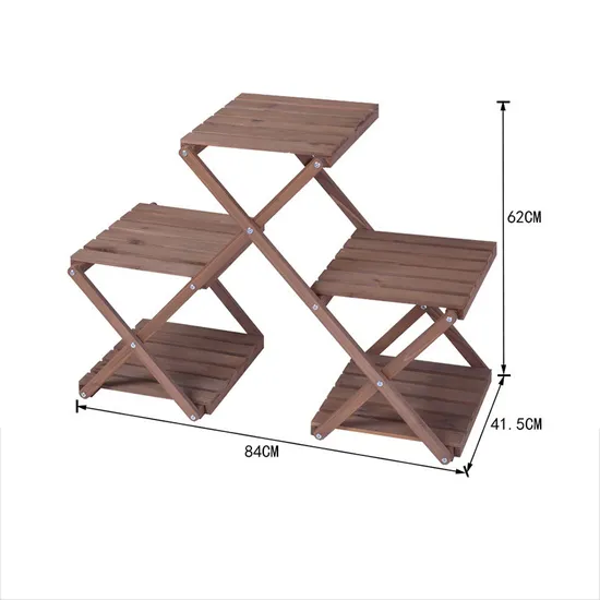Estante de flores de madera Triangular móvil y plegable, soporte de exhibición para plantas, exterior e interior