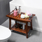 Taburete de baño de bambú antideslizante e impermeable de color carbonizado, taburete de ducha con toalla Hange