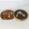 Tablas redondas compactas giratorias de madera de Acacia para embutidos, tabla de quesos de pizarra con juego de cuchillos