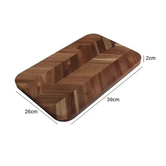 Tabla para cortar y servir de madera de acacia con diseño de espiga