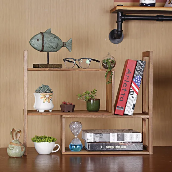 Estantería de escritorio de madera para estudio, organizador de escritorio, soporte para maceta