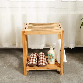Taburete de bambú impermeable para almacenamiento de baño, taburete de baño, taburete para cambiar zapatos