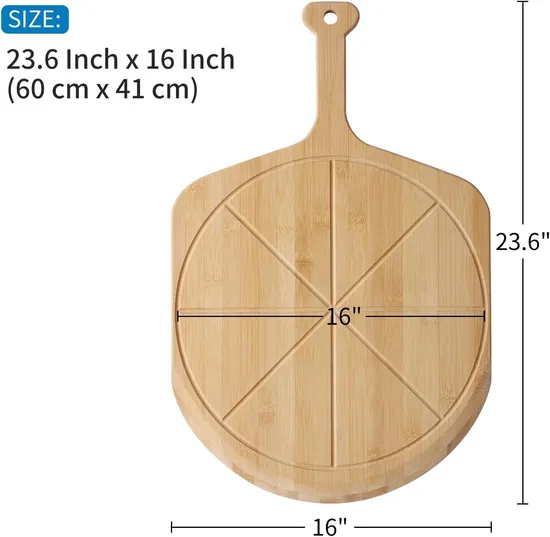 Tabla de cortar de bambú ligera de la pizza de la bandeja de la pizza de la cáscara de la pizza de la pulgada elegante elegante 21X14