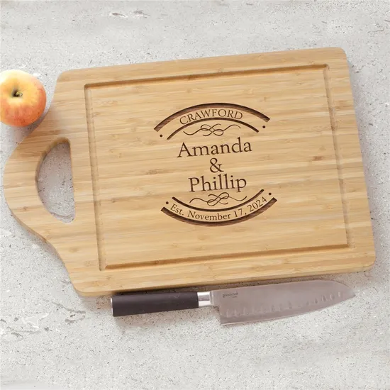 Juego de 2 tablas de cortar de madera de bambú personalizadas rectangulares de doble cara para carne/frutas/verduras