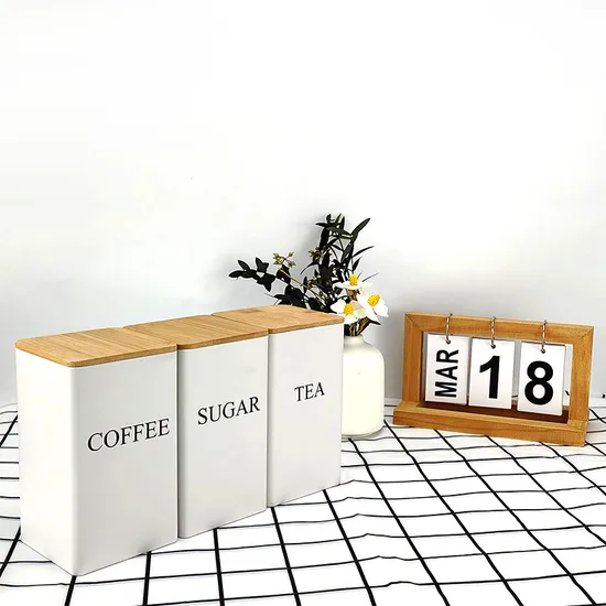Juego de 3 botes de almacenamiento de cocina de metal para café, té, azúcar