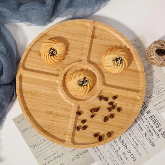 Plato llano redondo natural de bambú para niños