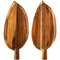 Bandeja para servir comida de madera de acacia con forma de hoja para aperitivos y refrigerios con asas
