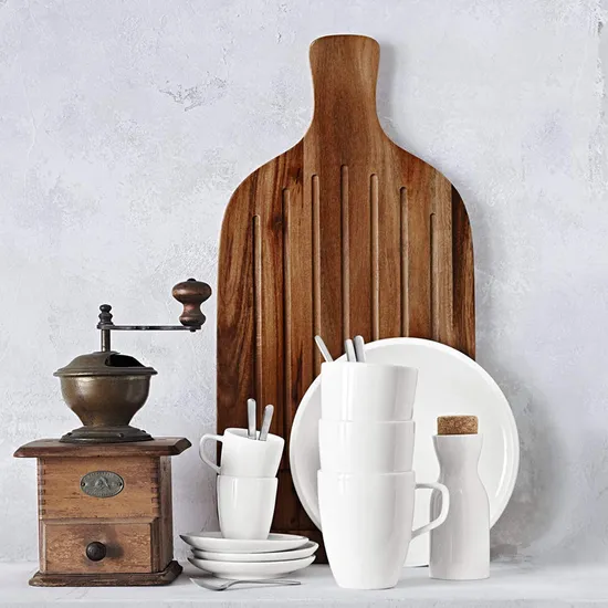 Tabla larga para cortar pan de madera de Acacia, tabla para embutidos con mango