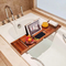Organizador de ducha de madera de teca ajustable, estante de baño extensible, bandeja Caddy para bañera