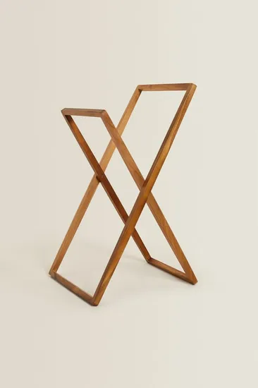 Toallero plegable de madera de Acacia para baño, estante de secado, estantes colgantes de madera