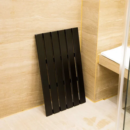 Alfombra grande de bambú de color negro para baño