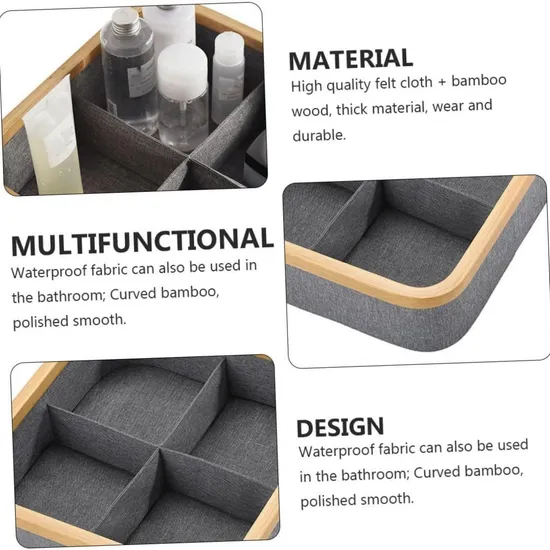 Caja de almacenamiento con cajón de tela Oxford circular de bambú para ropa interior del hogar, calcetines, artículos diversos y clasificación de aperitivos