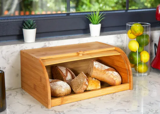 Organizador de almacenamiento de pan de bambú necesario montaje de alta calidad
