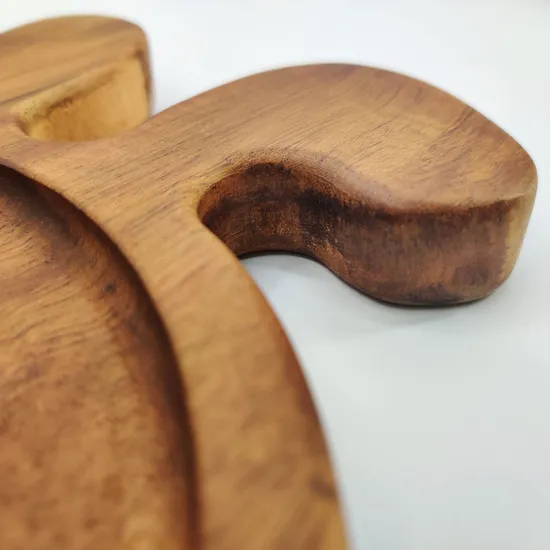 Juego de 2 bandejas y platos de madera de acacia con forma de animal