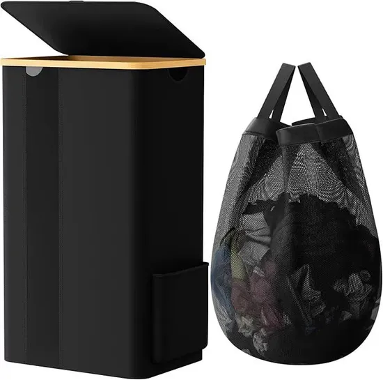 Cesta de lavadero de bambú del arte del paño de Oxford plegable de gran capacidad para el cuarto de baño