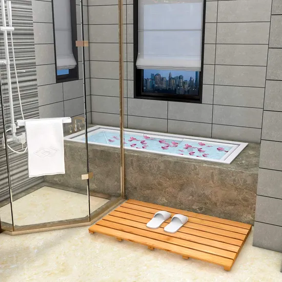 Alfombra de baño de bambú antideslizante resistente y gruesa para ducha de lujo