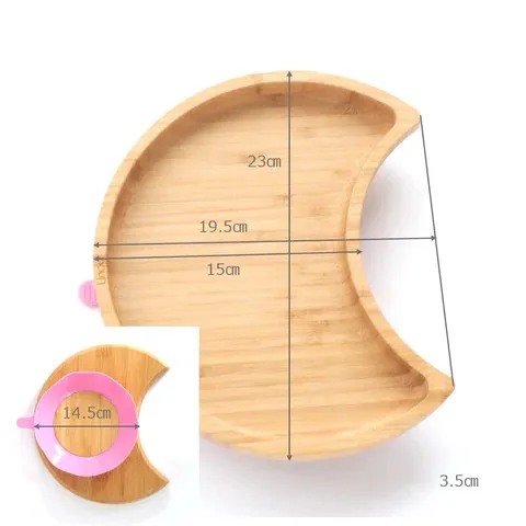 Fabricación de platos de comida para bebés de bambú en forma de luna con succión