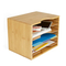Estante organizador de almacenamiento de partición de bambú multicapa desmontable, archivador de madera para suministros de oficina