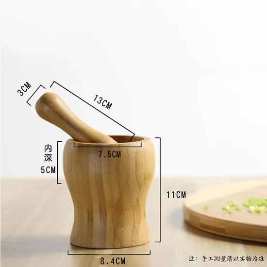 Juego de mortero y maja de bambú ecológico para uso en cocina