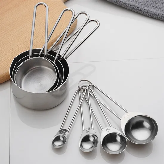 Juego de cucharas medidoras de acero inoxidable de primera calidad para cocinar y hornear con precisión