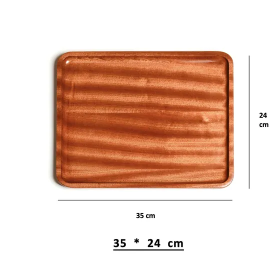 Vajilla para el hogar, bandeja de madera de ébano rectangular para servir, para té/filete