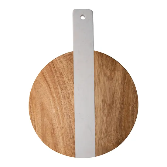 Tabla para cortar y servir charcutería redonda de madera y mármol de 10 pulgadas