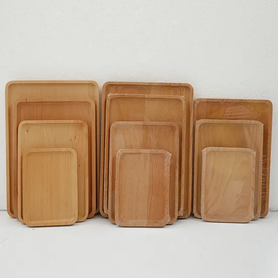 Juego de platos de cena y postre redondos decorativos de madera de haya de alta resistencia