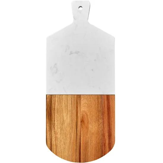 Tabla de servir de madera de acacia y mármol para alimentos