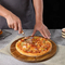 Tabla de cortar de madera redonda grande de doble cara para servir pizza con asas