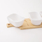 Bandeja de madera de bambú, bandeja para aperitivos y condimentos de frutas, bandeja para servir postres con 3 cuencos de cerámica blanca