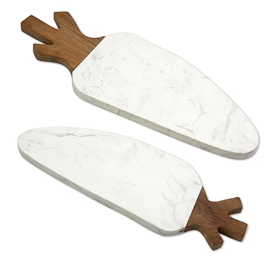Tabla de quesos de madera de mármol con forma de zanahoria para cocina