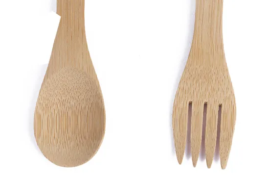 Suministro de tenedor y cuchara de bambú reutilizables del juego de Spork de bambú