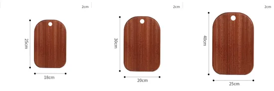 Productos de cocina Juego de 3 tablas de cortar de madera de ébano con orificio para colgar