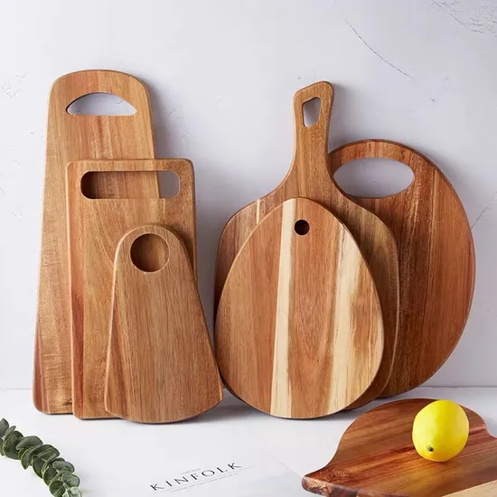 Tabla de cortar de madera rectangular decorativa para acampar