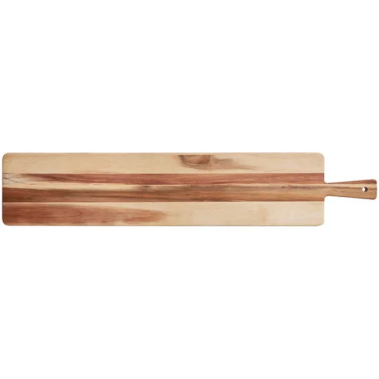Tablero de charcutería de madera con forma de paleta larga para eventos