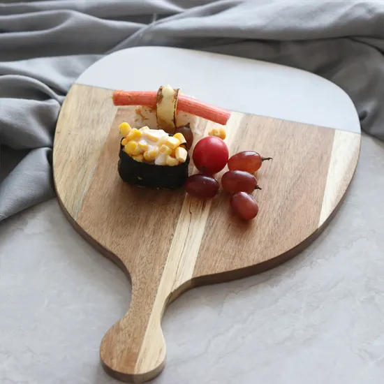 Elegant Marble - Tabla de quesos de madera con incrustaciones y mango