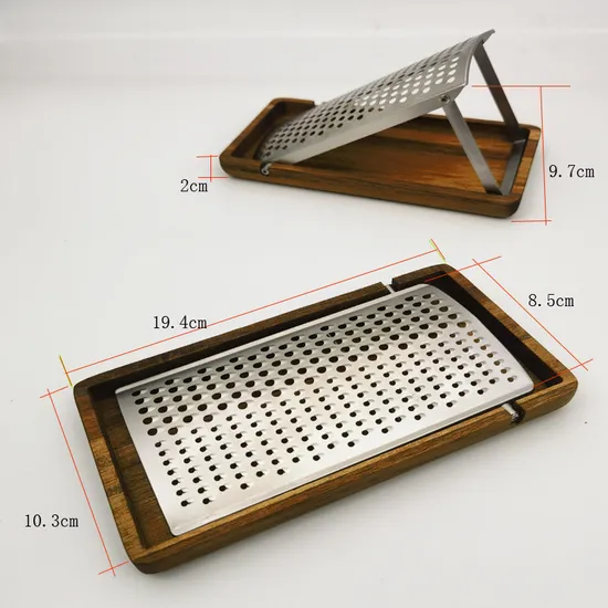 Nuevo Rallador Removalbe de acero inoxidable con caja Base de madera para queso/limón