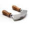 Tabla de cortar redonda de madera con picadora de hierbas Mezzaluna de acero inoxidable de doble hoja