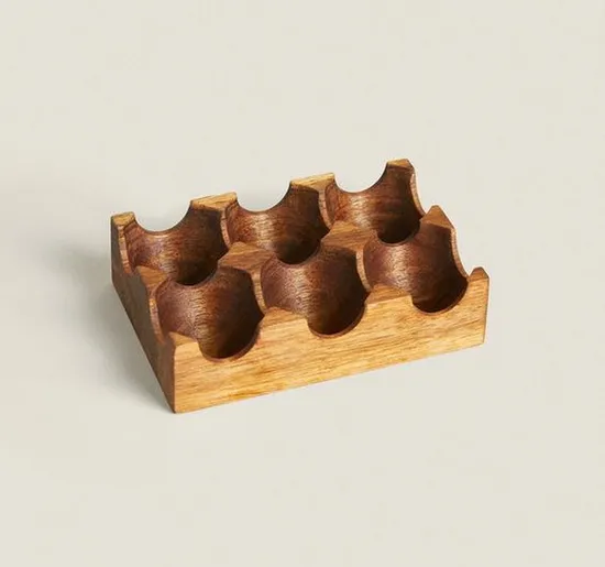 Estante de almacenamiento de huevos de madera espesa, soporte para 6 huevos frescos