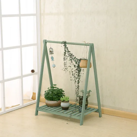 Estante de flores de madera maciza para flores en maceta y plantas colgantes
